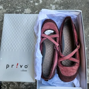 Clark's Privo USA Zola Leather Shoes, Eggplant, Size 8, Retail $74 - Picture 1 of 4