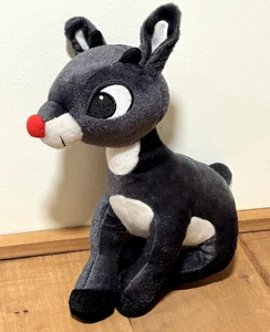 Rudolph Gray Reindeer Plush 10" Red Nosed Grey Vtg Toy Factory - Picture 1 of 8