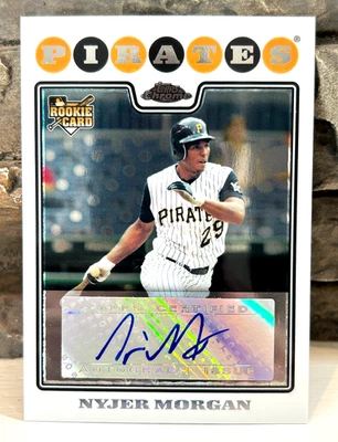 NYJER MORGAN 2008 TOPPS CHROME AUTOGRAPH ROOKIE CARD #225 Pirates MLB - Image 1 of 3