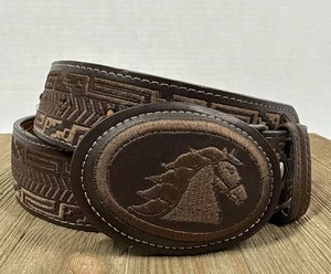 Cinturón Occidental Caballo Cuero y Seda YAC Talla 34 Cinturón Vaquero/Vaquera Hecho en México - Imagen 1 de 15