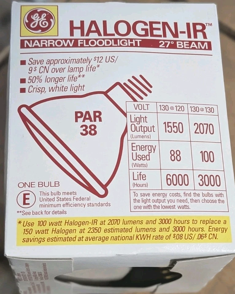 Proyector GE 18633 Par38 88w 100w 100PAR/HIR/FL25 Foto 1 de 3