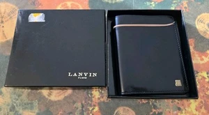 Cartera plegable de cuero negra Lanvin Paris con caja - Imagen 1 de 11