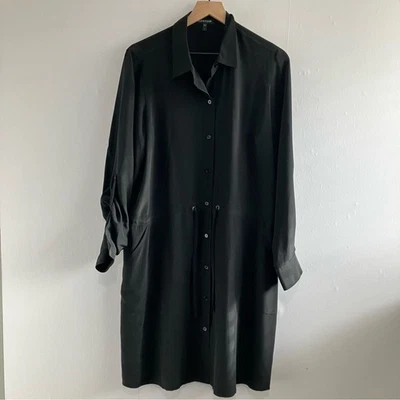 Vestido camisero negro 100 % seda Eileen Fisher talla grande Foto 1 de 4