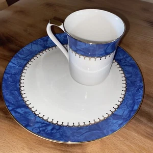 Queens Bone China Mug And Saucer/Cake Plate Symphony Blue Afternoon Tea/coffee - Picture 1 of 14