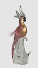 Vintage Venetian Pink GoldFleck Murano Art Glass Parrot Cockatoo Bird Italy 17in