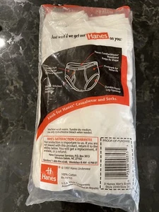 HANES BRIEFS VINTAGE 1997 SPELLOUT SIZE 34 WHITE 3 PACK UNDERWEAR NIP NOS USA - Picture 1 of 3