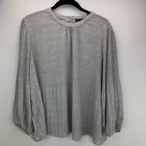 Adrianna Papell Damen Georgette Plissee Bluse Größe Large weiß schwarz Punkte - Bild 1 von 10