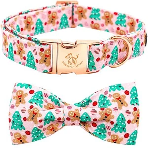 Gingerbread Man Print Holiday Dog Collar - Adjustable Durable X-Large Size - Picture 1 of 7