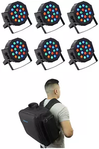 6) Rockville RockPAR50 LED RGB Par Can DMX DJ Stage Club Wash Up-Lights+Backpack - Picture 1 of 8