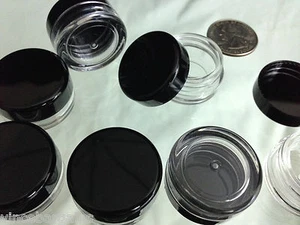 Empty Cosmetic Jars Plastic Containers Black Lid Lip Balm DIY 3 Gram Ml 100 5030 - Picture 1 of 12