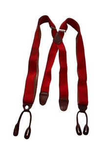 Tirantes tirantes vintage de tela roja de cuero tostado para hombre - Imagen 1 de 8