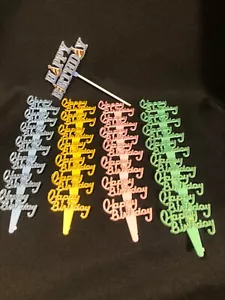 Vintage Birthday~ Happy Birthday Cake Pick & 29 Cake/Cupcake Picks~ Asst. Colors - Picture 1 of 10