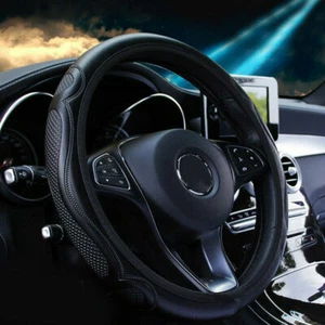Auto parts black leather car steering wheel cover breathable non-slip accessorie - Picture 1 of 10