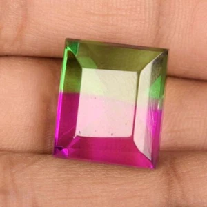 Dual Color Watermelon Tourmaline 29.85 Ct Emerald Facet Cut True Precious Gem - Picture 1 of 6