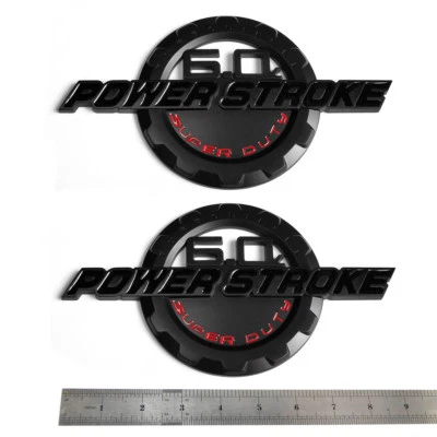 2x OEM 6.0L Powerstroke Emblem fits POWER STROKE SUPER DUTY Badge F250 Black RE - Image 1 of 4
