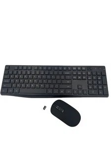 Wireless Keyboard Mouse Combo, Slim & 3 adjustable DPI USB Mouse PC Laptop,Black - Picture 1 of 3