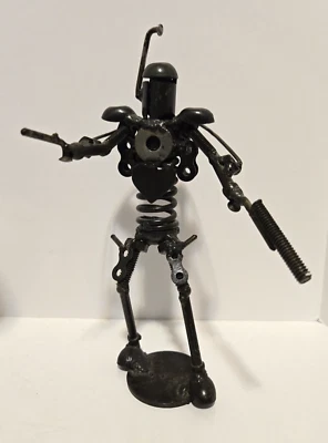 Estatuilla de escultura de metal negro chatarra de Boba Fett Star Wars 9" de alto hecha a mano Foto 1 de 4