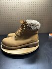 Timberland Classic Boots Girls Size 5.5 (7W) ,Tan Leather Faux Fur Waterproof