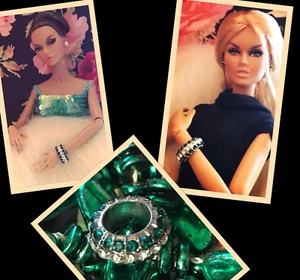 POPPY PARKER ,FR Integrity dolls Green Rhinestone Bangle Bracelet NEW - Picture 1 of 4