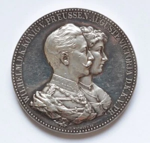 Medaille Preußen 1888 Ehejubiläum goldenen Hochzeit Wilhelm II Silber (526) - Bild 1 von 6