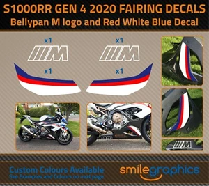 BMW S1000RR Belly Pan Decals Gen4 Gen 4 2020 - Red White Metallic Blue - Picture 1 of 2