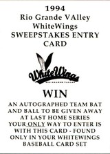 1994 Rio Grande Valley WhiteWings Collect-A-Sport #28 Sweepstakes Entry Card