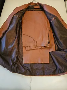 COACH Vintage mens genuine leather suit brown 2XL - Picture 1 of 15