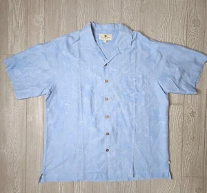 Island Shores Washable Silk Hawaiian Shirt Blue Floral Mens Size XL - Picture 1 of 7