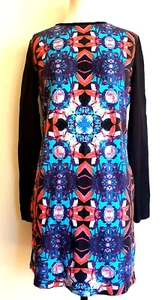 SPORTGIRL Womens Black/Blue/Orange Stretch Long Sleeve Dress Size XS AU 8 - Picture 1 of 5