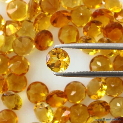 Natural Citrine Round Cut Stone Faceted 1.5 mm - 5 mm Loose gemstone AAA Quality - Image 1 of 4
