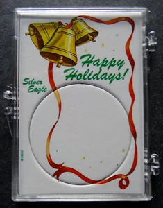 1 Edgar Marcus Silver Eagle Snaplock Case Coin Holder 2X3 Bells Happy Holidays - Picture 1 of 2