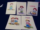 GROUP OF 5 Vintage KERBER KIDS American Greeting Cards lot from the 80's