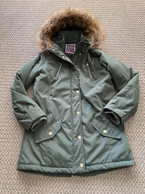 Y2K стиль зеленый куртка/парка, флис и стеганая подкладка, съемный капюшон из искусственного меха - Изображение 1 из 4