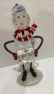 Totally Cool Dad Christmas Acrylic Glass Ice Cube Snowman Scarf Hat Wire Arms - Picture 1 of 6