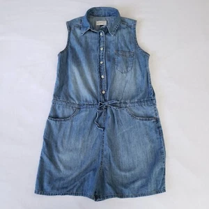 Universal Thread Womens Blue Denim Chambray Collared Sleeveless Romper Size S - Picture 1 of 7