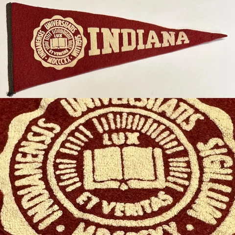 1950s Vintage Indiana Hoosiers University Mini Pennant 3.75x8.5 Bloomington IN Cover