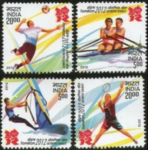 INDIA 2012 SET/4 STAMP LONDON OLYMPICS, SPORTS, BADMINTON, VOLLEYBALL . MNH - Picture 1 of 1