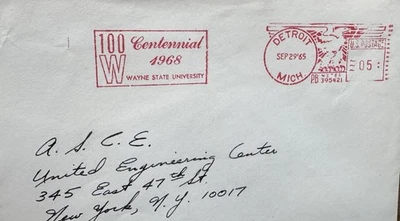 US University Meter Cover(117) +1965 Wayne State Univ +WSU Centennial Ad +ACSE - Image 1 of 3