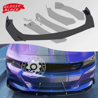 For Dodge Attitude Charger Gloss Black Front Bumper Lip Body Kit Splitter AB - Imagem 1 de 4