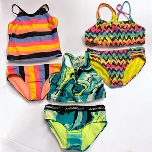 Lot Of 6 Girls Swimsuit Pieces L 10/12 Two Piece Art Class Old Navy Justice - Picture 1 of 7