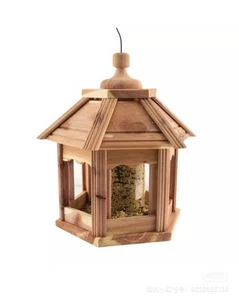Wild Bird Feeder 3-lb. Hopper Capacity Cedar Wood Gazebo Hanging Seed Feeders - Picture 1 of 5