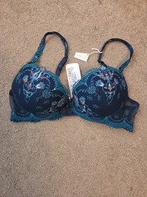 Brand New, Lise Charmel Navy Underwired Bra Crystal  Size Uk 32C  New 