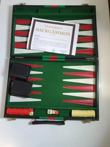 backgammon set in travel case (Black,green,red) Complete With Instructions - Picture 1 of 16