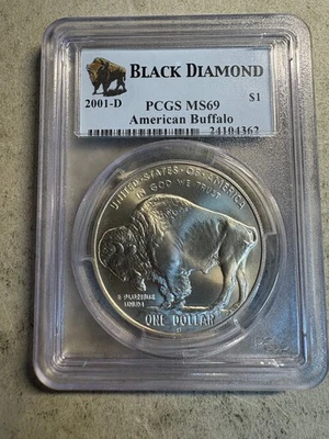 2001-D American Buffalo Commemorative Silver Dollar PCGS MS69 "Black Diamond" - Image 1 of 4