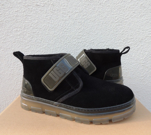 STIVALETTI UGG NEUMEL TRASPARENTI CHUKKA NERI SCAMOSCIATI LANA DONNA US 10 EUR 41 ~NUOVI