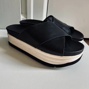 Luca Valentini Black Leather slides platform - Size 40 made in italy - Picture 1 of 9
