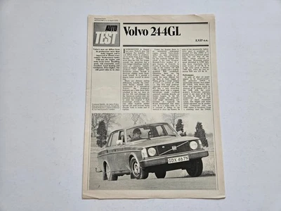 VOLVO 244 GL AUTOCAR REVIEW SALES BROCHURE 1975 - Image 1 of 4