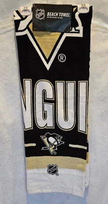 Toalha de praia Pittsburgh Penguins nova com etiquetas oficial licenciada pela NHL 30"x60" Northwest Co. - Imagem 1 de 4