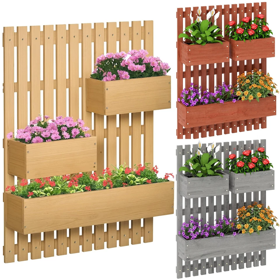 Trellis Planter Box Vertical Wall Mounted Wood Raised Garden Bed Adjustable - Image 1 of 1