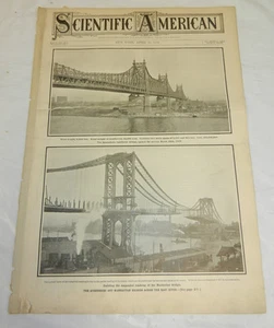 Edición 10 de abril de 1909 SCIENTIFIC AMERICAN//Queensboro, puentes de Manhattan, pitones - Imagen 1 de 3